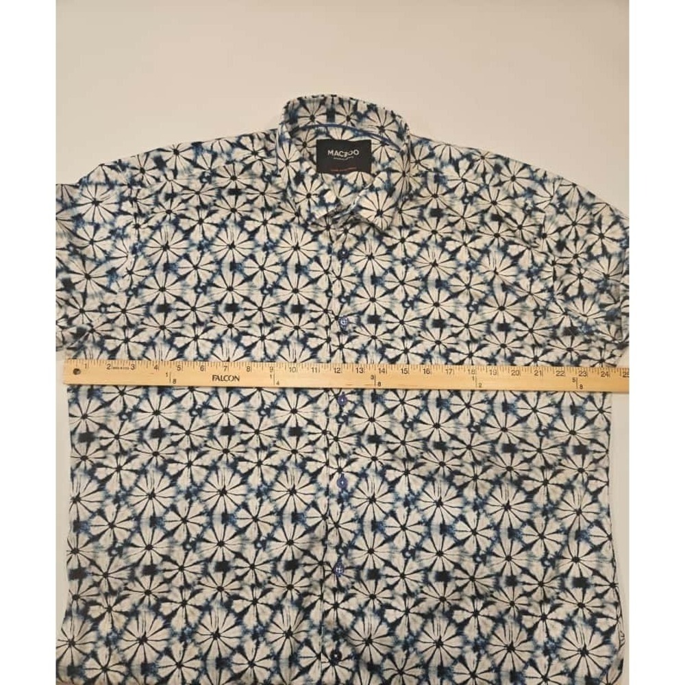 Maceoo‎ Italian Digital Fabrics Galileo Flowertiedye Blue Button Shirt Mens 2XL - Picture 10 of 12